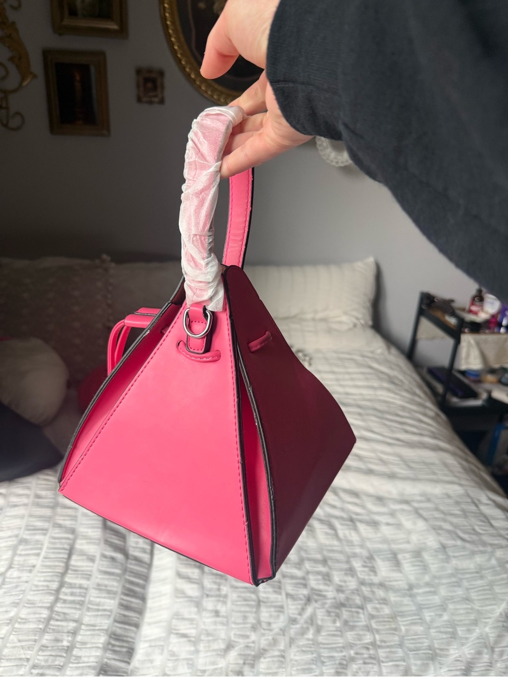 Pink Pyramid Drawstring Top-Handle Bag - Picture 2 of 2